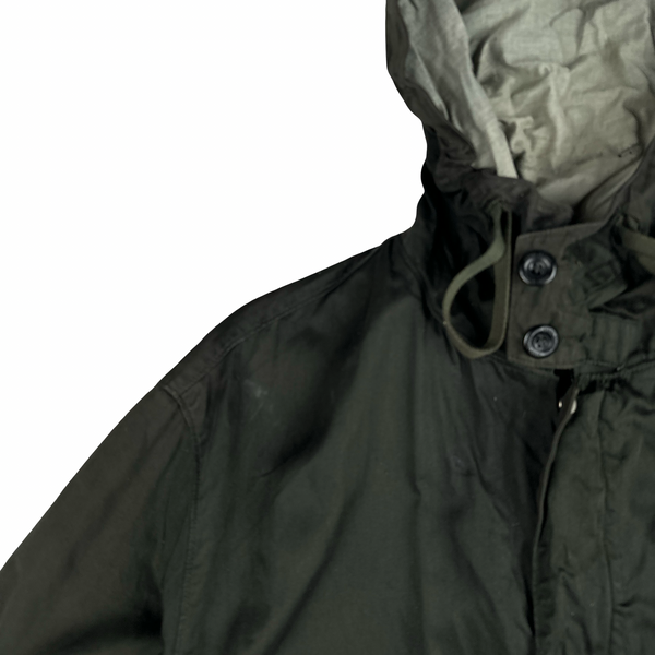 Stone Island Vintage Khaki Green Raso Gommato Long Jacket - XL