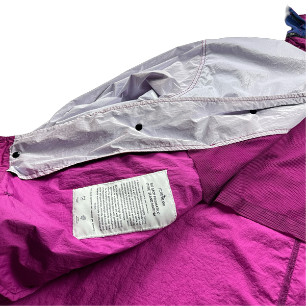Stone Island Purple Prismatico Ripstop Reflective Spellout Jacket - Large, Small