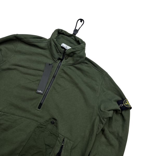 Stone Island Half Zipped Sweatshirt Dark Green - XL