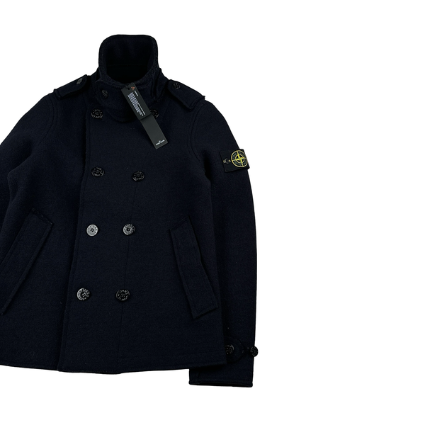 Stone Island 2015 Navy Wool Panno Duffle Buttoned Jacket - Small