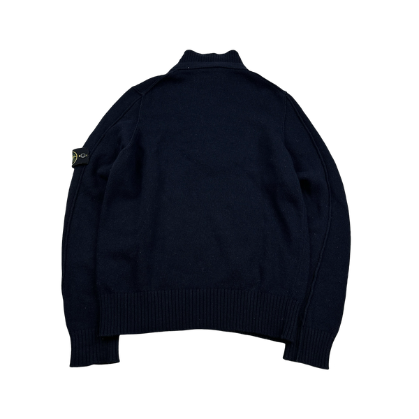 Stone Island 2008 Navy Wool High Neck Pullover Jumper - Large