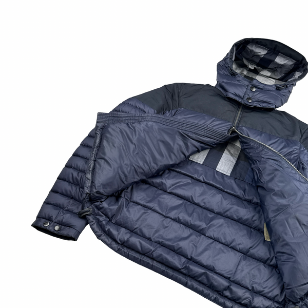 Burberry Navy Down Filled Hooded Puffer Jacket - Medium