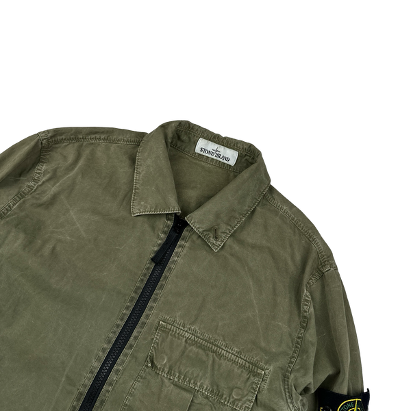 Stone Island 2019 Green Cotton Garment Dyed Overshirt - Medium