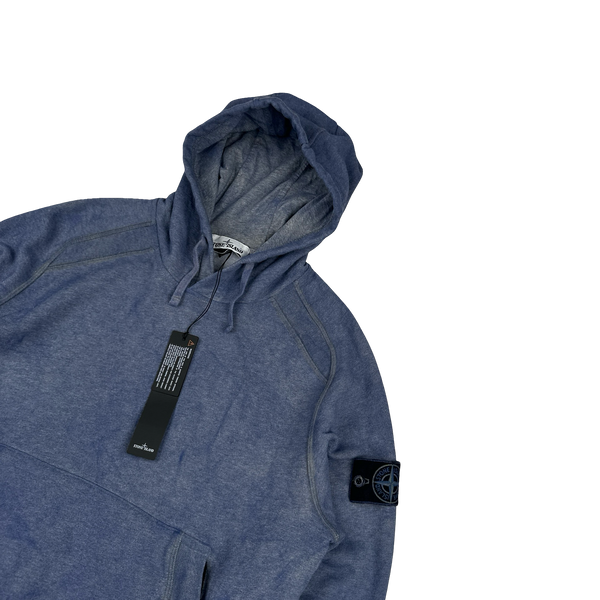 Stone Island 2021 Blue Dust Treatment Pullover Hoodie - Small