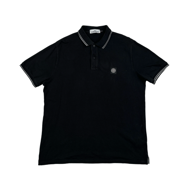 Stone Island 2015 Black Cotton Slim Fit Polo Top - 3XL