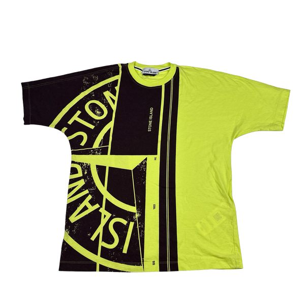 Stone Island 2022 Neon Painted Graphic Compass T Shirt - Small