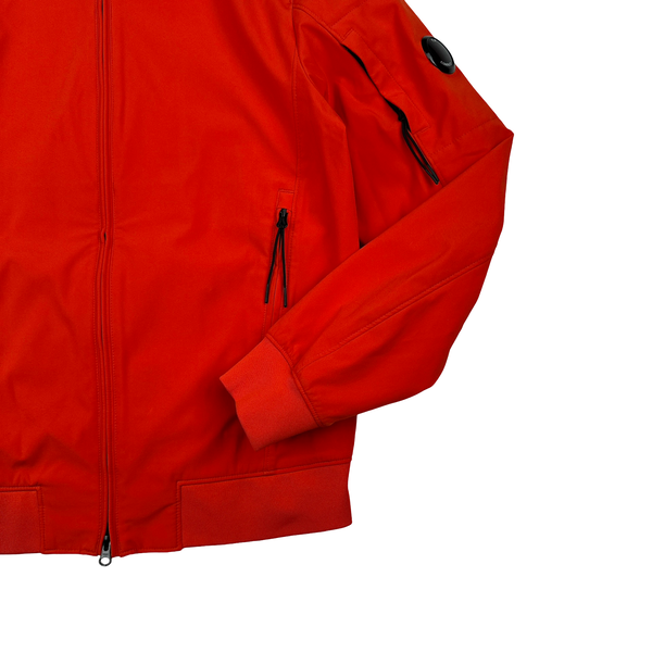 CP Company Red Soft Shell Hooded Zipped Jacket - Small