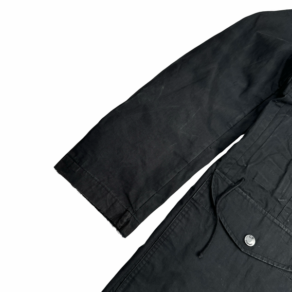 CP Company Black Long Hooded Cotton Blend Jacket - Small
