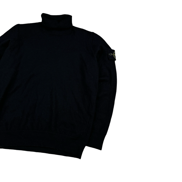 Stone Island 2024 Black Wool High Neck Knit Jumper - Small