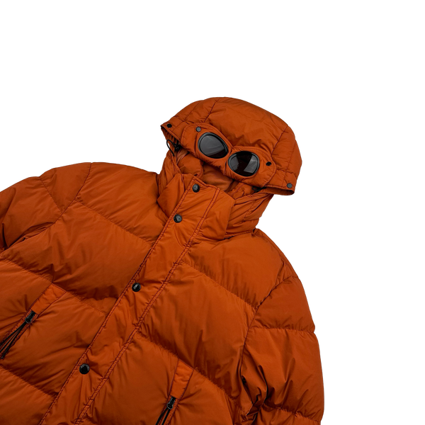 CP Company Burnt Orange Down Filled Nycra Goggle Puffer Jacket - Large