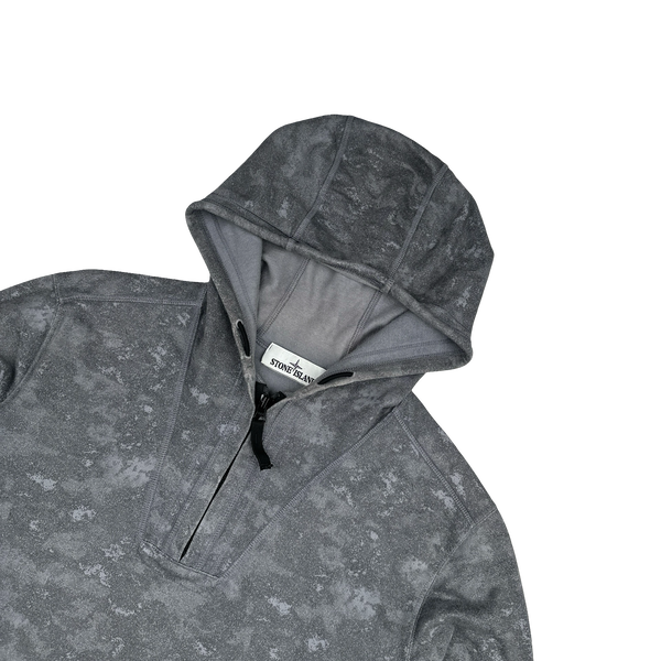 Stone Island 2015 Grey Cotton Marl Quarter Zipped Hoodie - Medium
