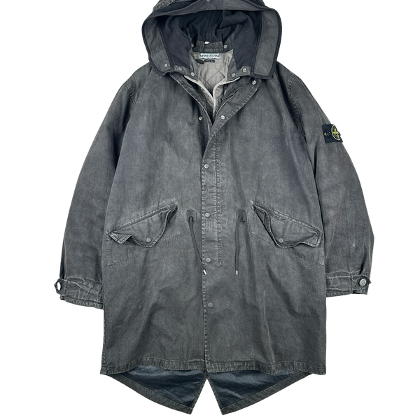Stone Island Vintage 2003 Lino Flax Dutch Rope Dual Layer Wool Hood Parka Jacket - Medium