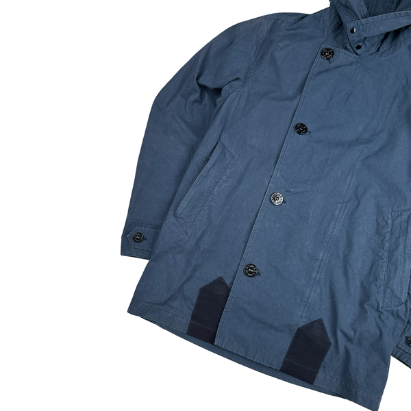 Stone Island 2020 Blue Hooded Cotton Cordura Jacket - Small