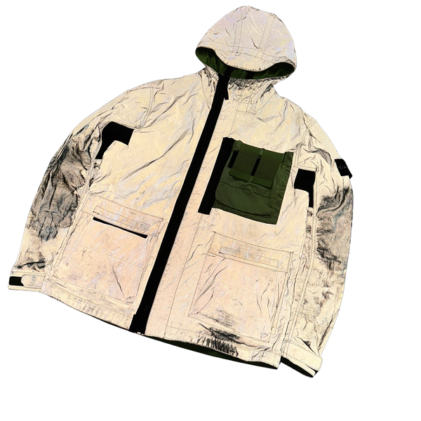Stone Island 2017 Green Garment Dyed Plated Reflective Mussola Jacket - Medium