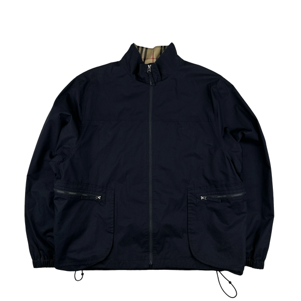 Burberry Navy Nova Check Collar Mesh Lined Track Top Jacket - XL