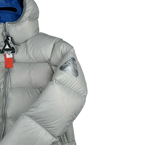 Palace 2024 White Matte Pertex Down Filled Blue Balaclava Puffer Jacket - Medium