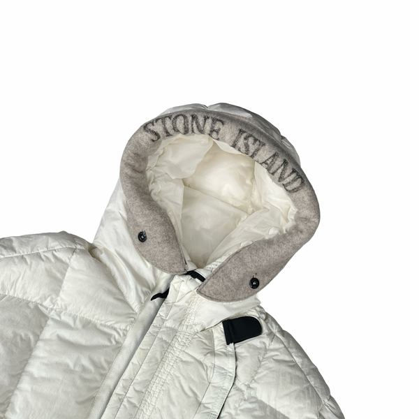 Stone Island 2018 White Long Down Filled Parka Jacket - Large