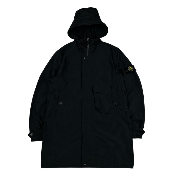 Stone Island 2021 Black Micro Reps Long Jacket - Small