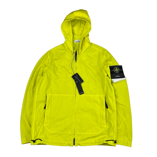 Stone Island 2021 Neon Yellow Cotton Cordura Hooded Jacket -Medium