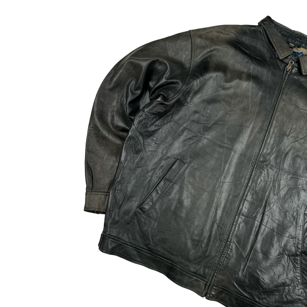 Ralph Lauren Black Heavyweight Leather Jacket - XXL