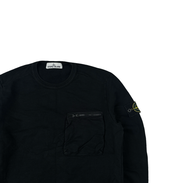 Stone Island 2017 Black Cotton Crewneck Sweatshirt - Small