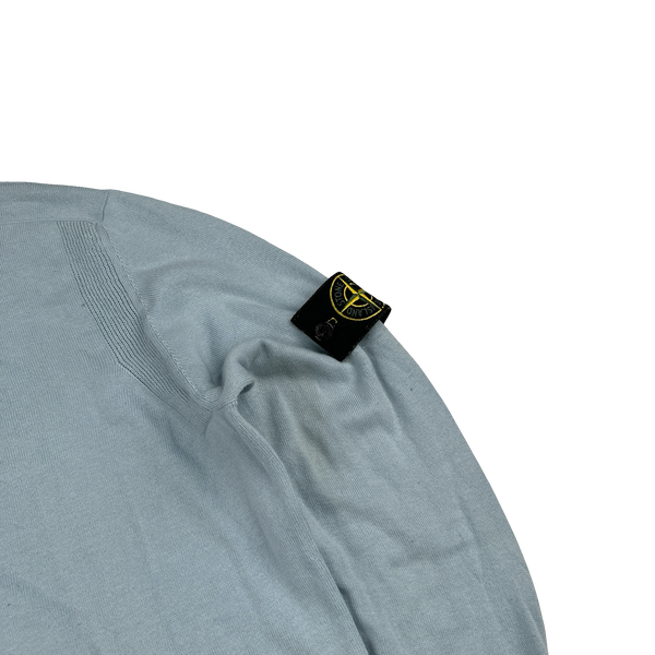 Stone Island 2021 Baby Blue Knit Crewneck Sweatshirt - Medium