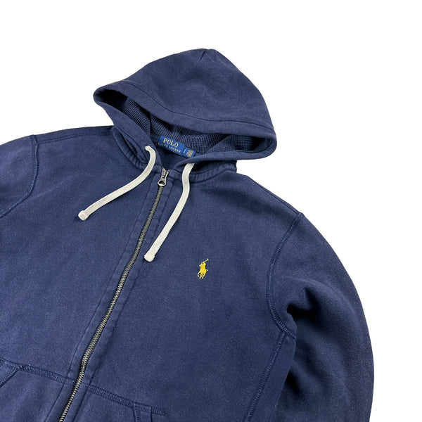 Ralph Lauren Navy Thick Cotton Zipped Hoodie - Small