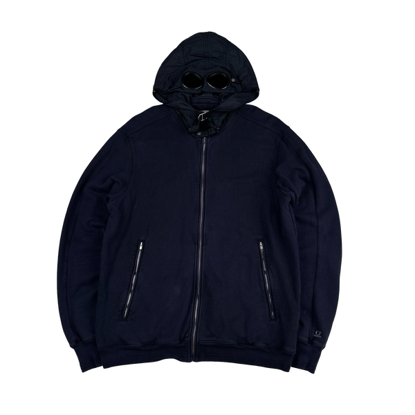 CP Company Vintage Navy Nylon Hood Goggle Hoodie - XXL