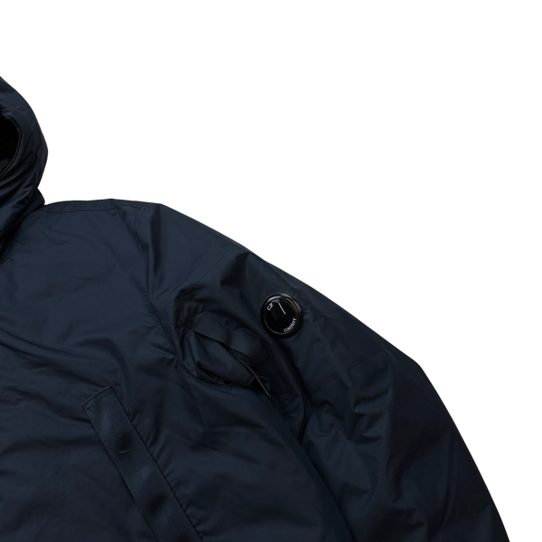 CP Company Navy Micro M Down Filled Lens Viewer Long Parka Jacket - XL