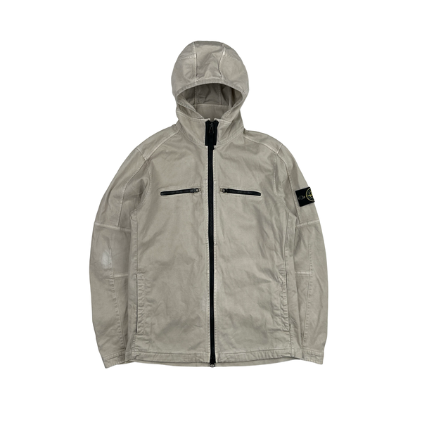 Stone Island Cream Thick Cotton Hooded Overshirt - Medium