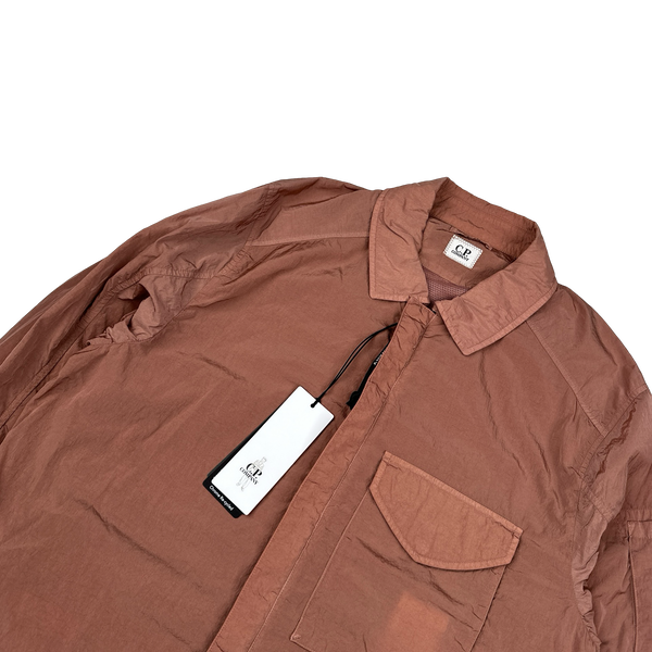 CP Company Rust Pink Chrome Nylon Zipped Overshirt - Medium