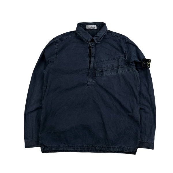 Stone Island 2018 Navy Cotton Pullover Smock Overshirt - Medium