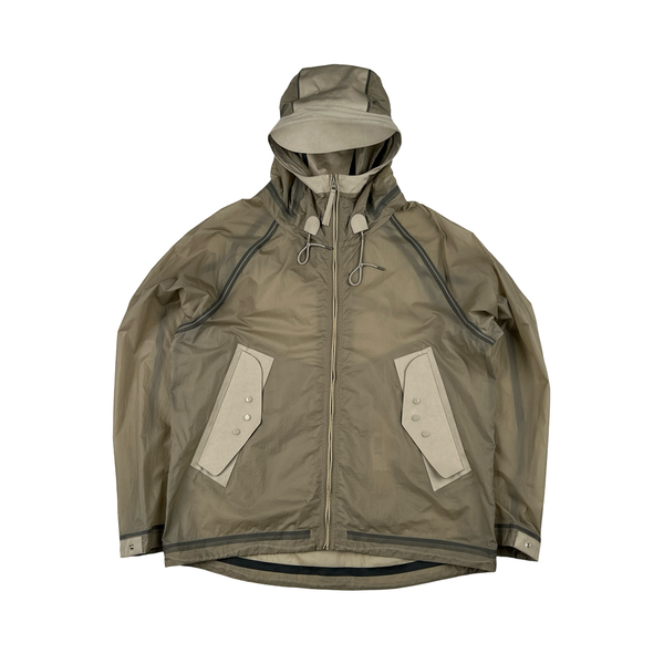 Ten C Beige Transparent Lightweight Short Combo Bonded Parka Jacket - XL