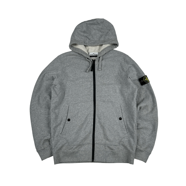 Stone Island 2023 Grey Zipped Hooded Jumper - Medium