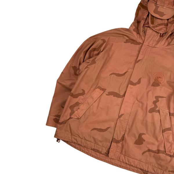 Stone Island Supreme 2019 Orange Brushed Cotton Camo Riot Mask Jacket - Medium
