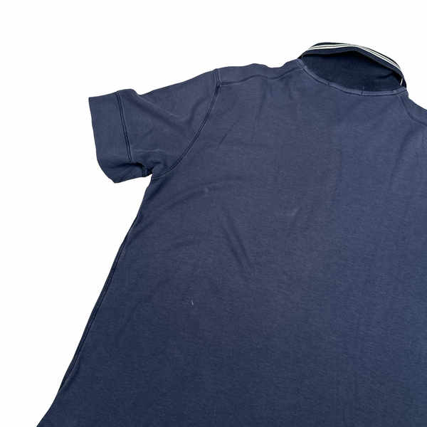 Stone Island 2009 Navy Cotton Spellout Polo Shirt - Medium