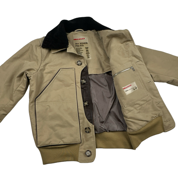 Prada Tan Multi-Pocket Shearling Club Jacket - Large