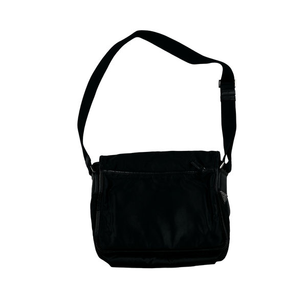 Prada Black Nylon Emblem Spellout Satchel Bag - XL