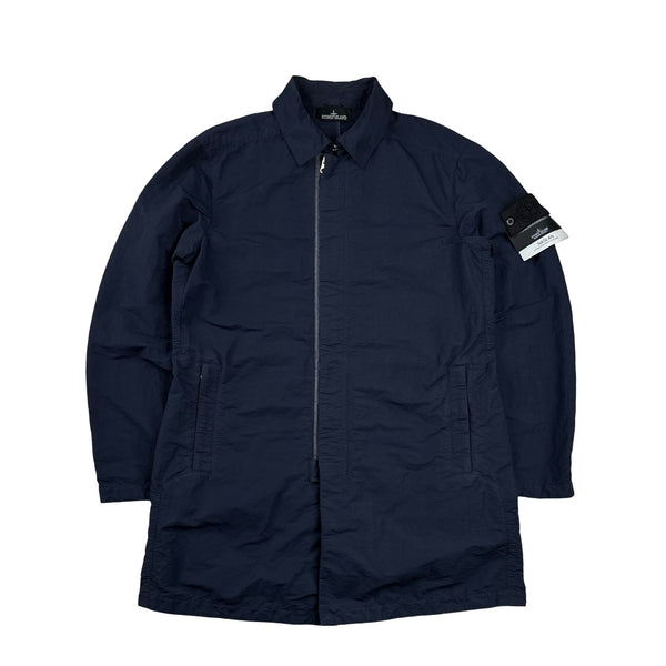 Stone Island 2018 Shadow Project Navy Naslan Collared Trench Coat - Medium