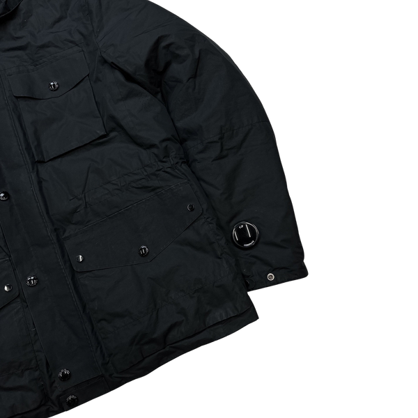 CP Company Black Micro M Down Filled Goggle Jacket - Large
