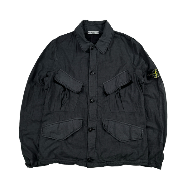Stone Island 2007 Charcoal Raso Gommato Cotton Jacket - Large