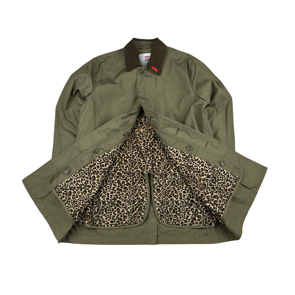 Supreme Khaki Leopard Print Lining Trench Coat - Large
