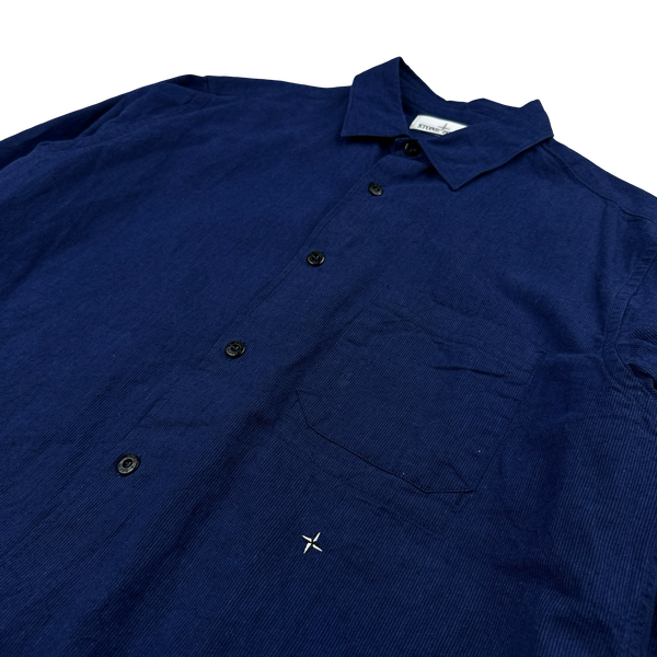 Stone Island 2016 Blue Linen Blend Buttoned Shirt - XXL