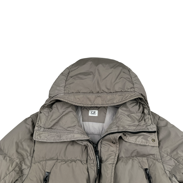 CP Company Beige Nycra Down Filled Puffer Long Jacket - Large
