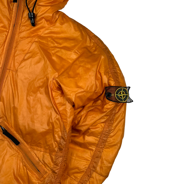 Stone Island 2007 Orange Mesh Badge Down Puffer Jacket - Small