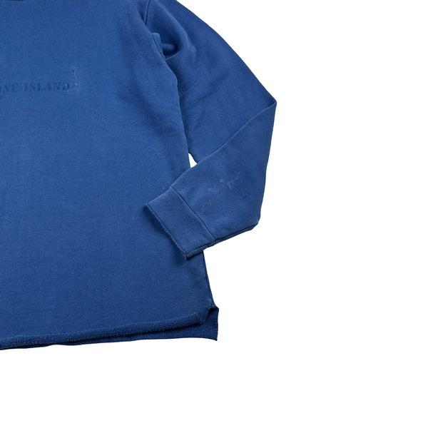 Stone Island 90’s Blue Spellout Cotton Crewneck Jumper - Medium