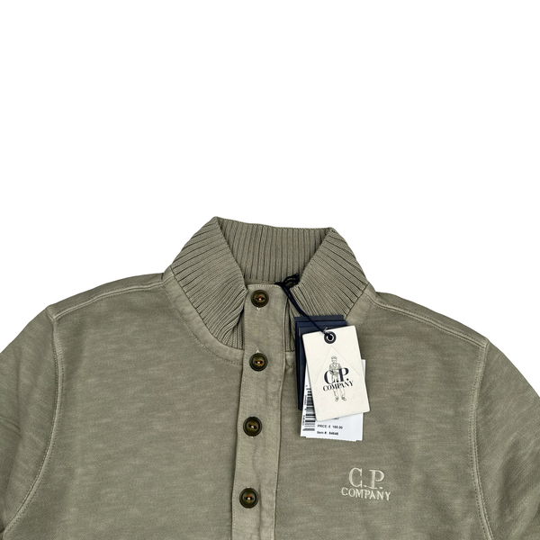 CP Company Pale Green Quarter Buttoned Jumper - Large