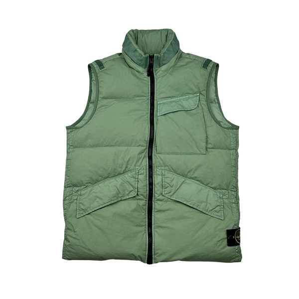 Stone Island 2022 Green Naslan Light Watro Down-TC Gilet - Medium