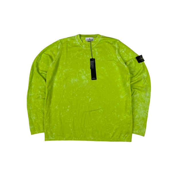 Stone Island 2020 Lime Tie Dye OVD Camo Soft Knit - Large