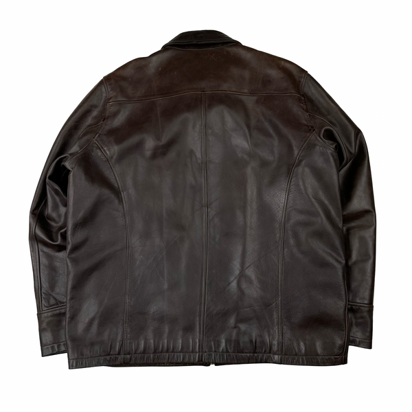 Blue Harbour Brown Heavyweight Leather Jacket - Large